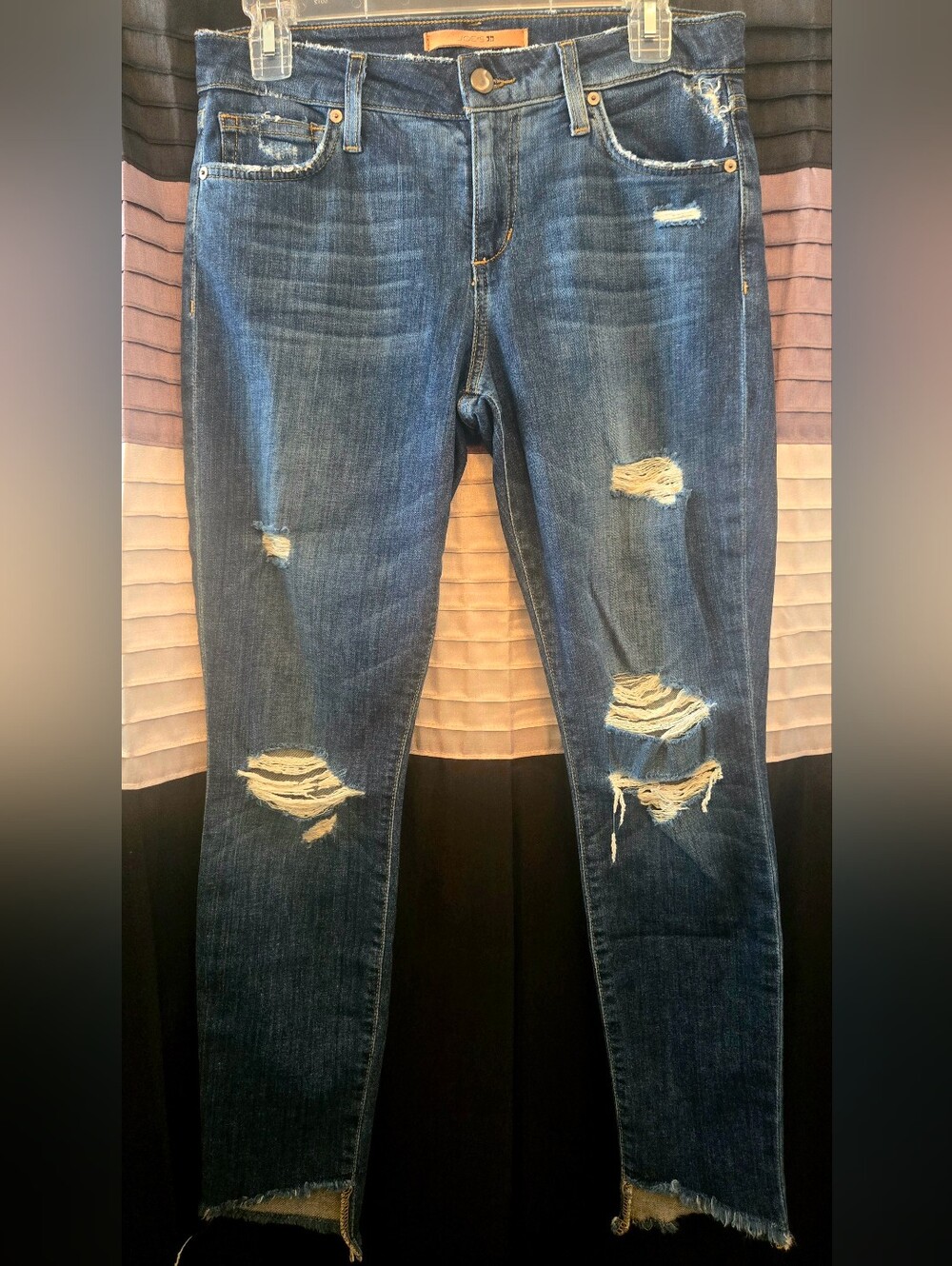 Joe's Jeans Dark Blue Distressed Crop Skinny Jeans